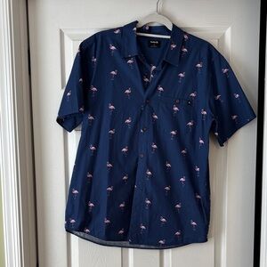 Hurley Men’s Large - Flamingo Navy Button Down Shirt - GREAT condition.